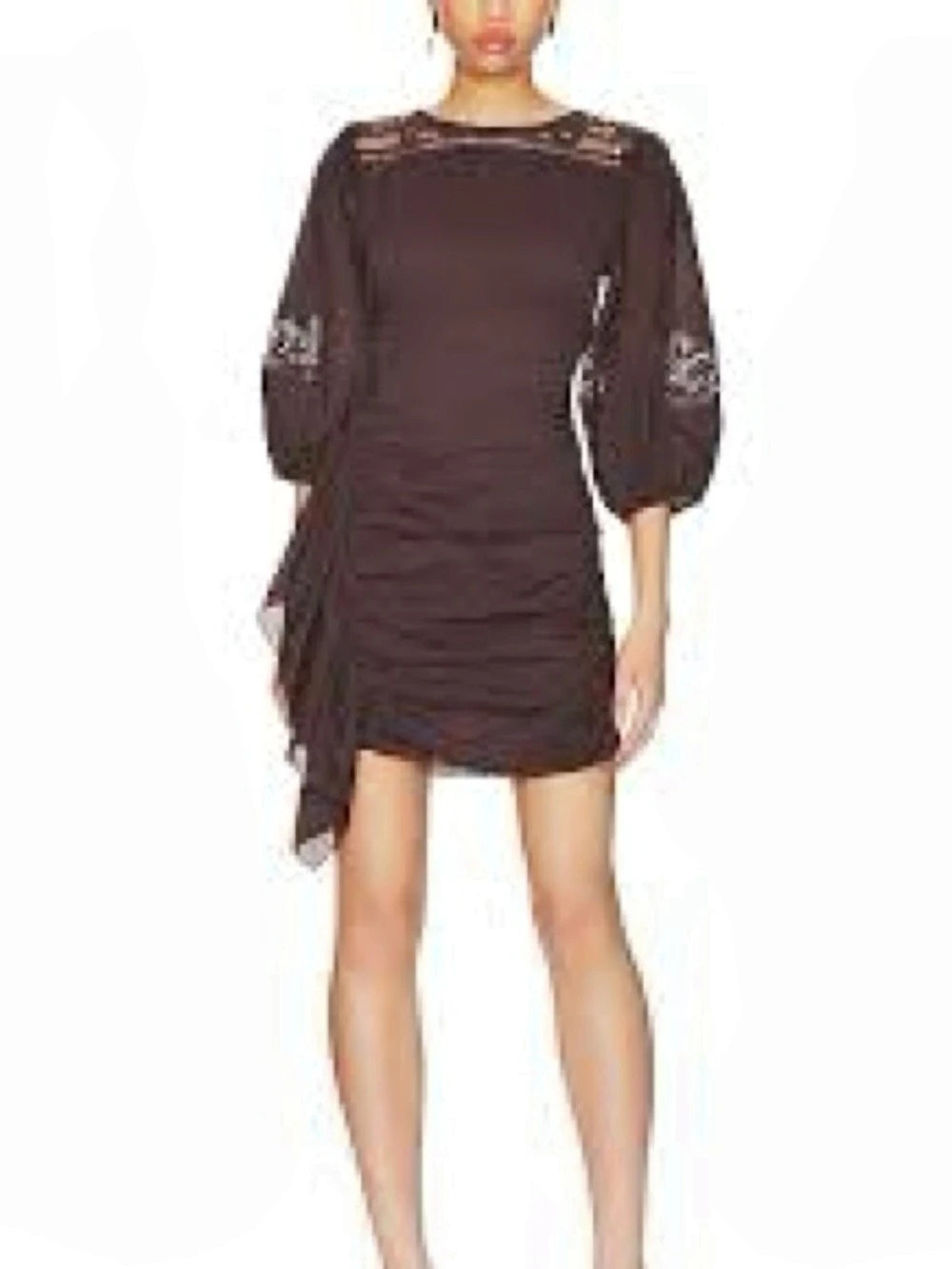 Rhode Pia Dress Brown Ruched Mini Dress